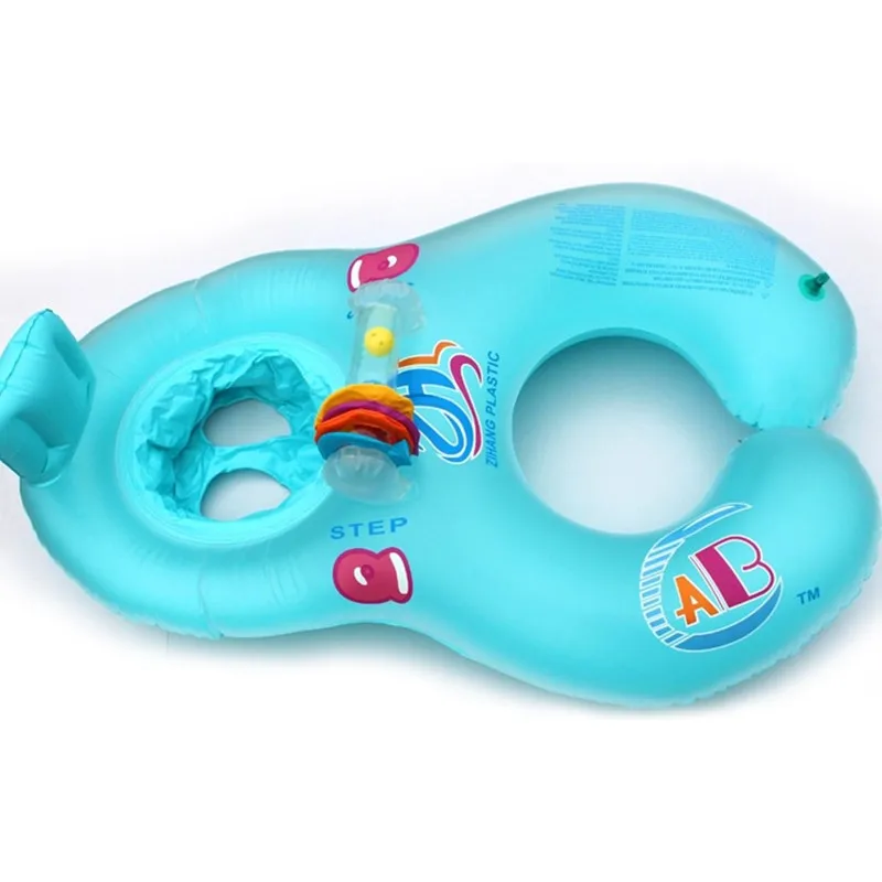Inflatable baby swimming neck ring mother child swim circle double swim float seat