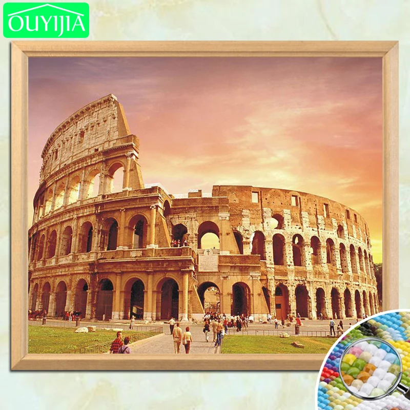 

World Famous Scenic Spots "Colosseum - Rome" 5D DIY Diamond Painting Square Diamond Embroidery Rhinestones Mosaic Decor Picture