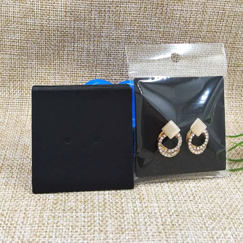 Серьги карты сделай сам 5x5 5 см 1 шт. черные/крафт дисплей для серег партия = 200 карт +