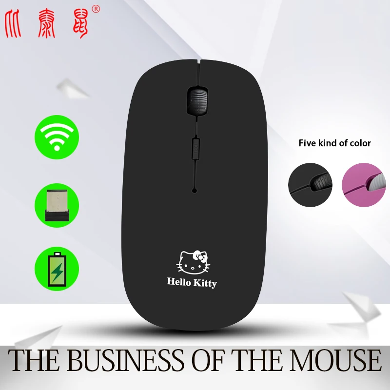 

Dunne Draadloze Muis Wirelss Hello Kitty Muis Optische Computer Muizen 1600 DPI Gaming Muizen
