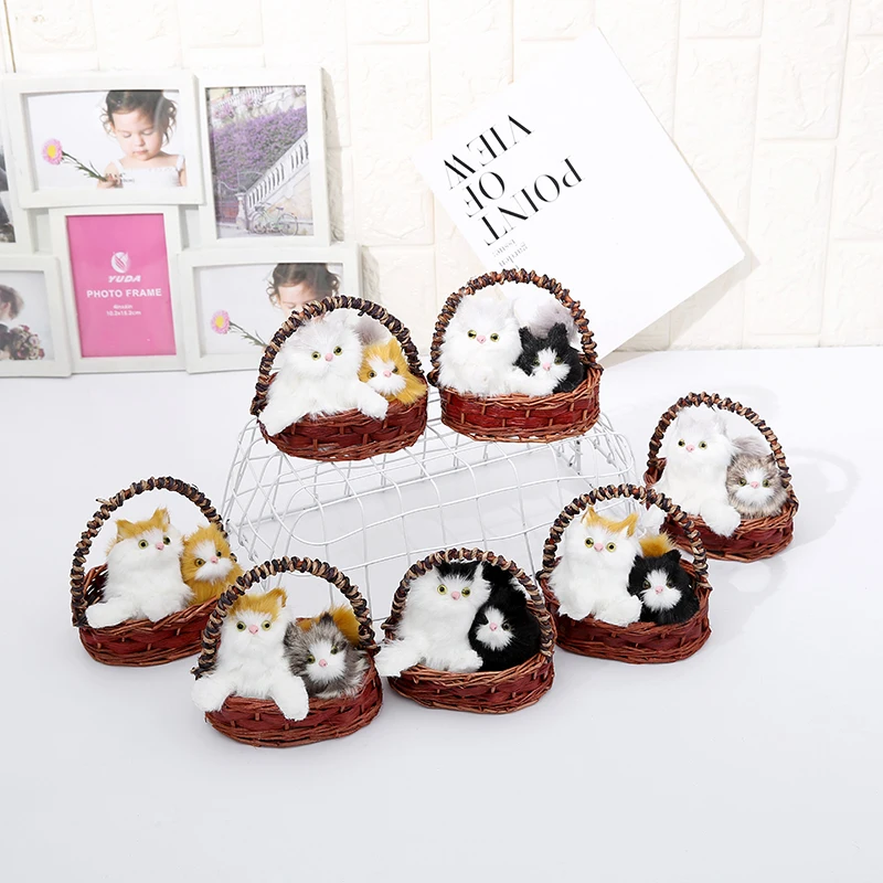 

Basket Kittens Cats Plush Toy Simulation Double Cats Lover In Basket Creative Funny Lover Girls Kids Toys Best Gifts Wholesale