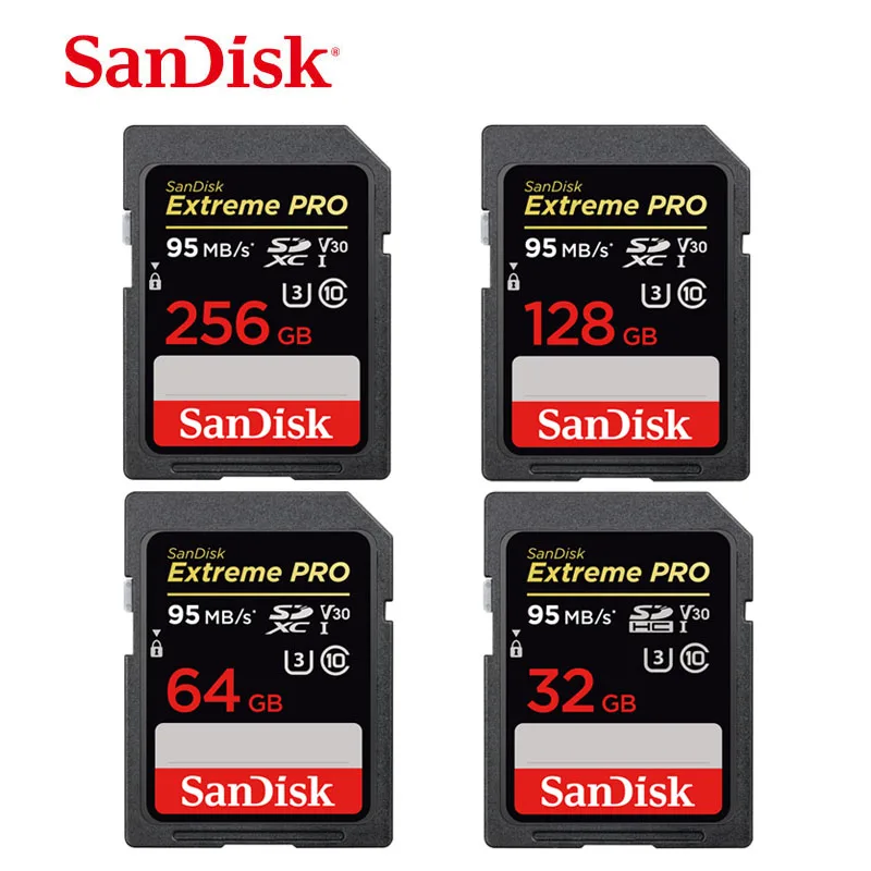 

SanDisk SD card 16G 32G 64G 128G 256G SDHC/SDXC U3 Class10 Memory Card UHS-I SD Cards up to 95M/s Trans Flash for Camera