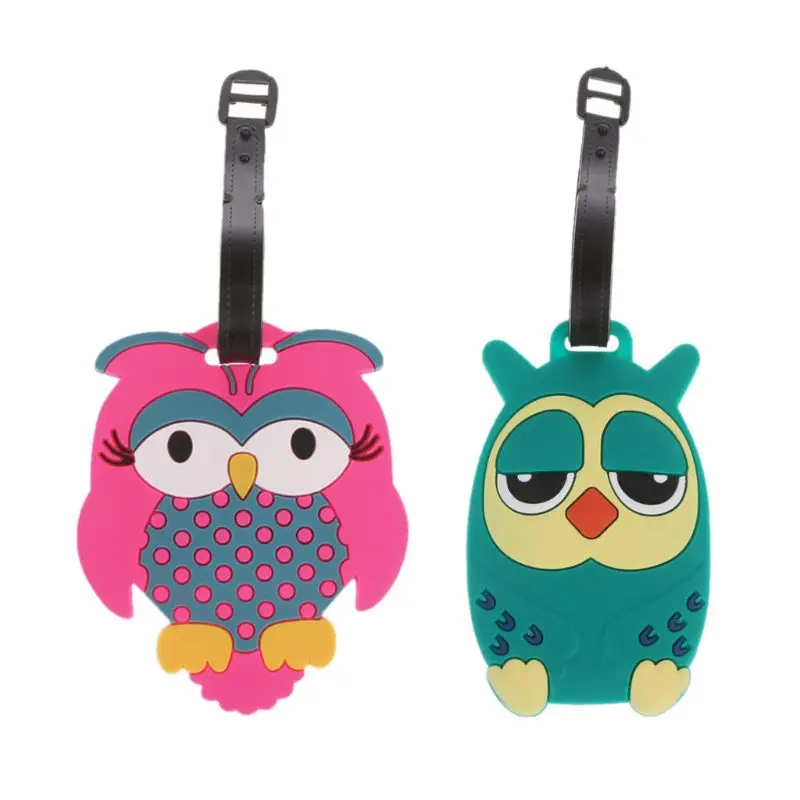 Cartoon Owl Travel Luggage Tags Baggage Suitcase Bag Labels Name