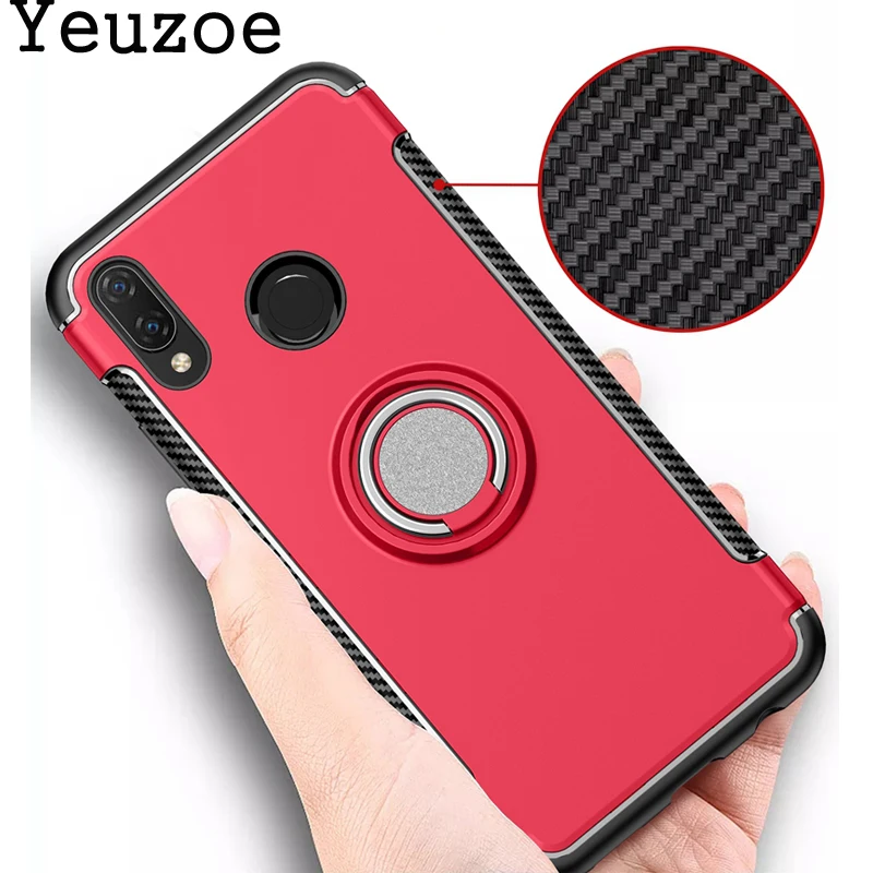 Yeuzoe For Huawei P Smart+ case with Metal Finger Ring Bracket for huawei Nova 3i 3 Nova3 phone housing Kicksatnd |