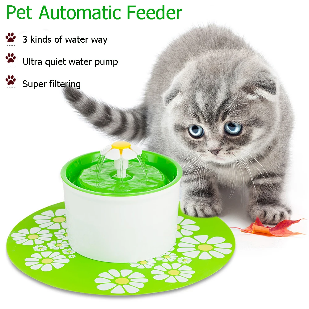 3 в 1 Автоматическая кошка фонтан подачи для домашних животных диспенсер для воды большой пружинный питьевой фильтр очиститель воды 1.6L миска для кошки