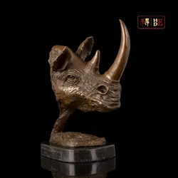 Горе есть Медь Искусство "носорог глава" украшения животных оригинальные скульптуры