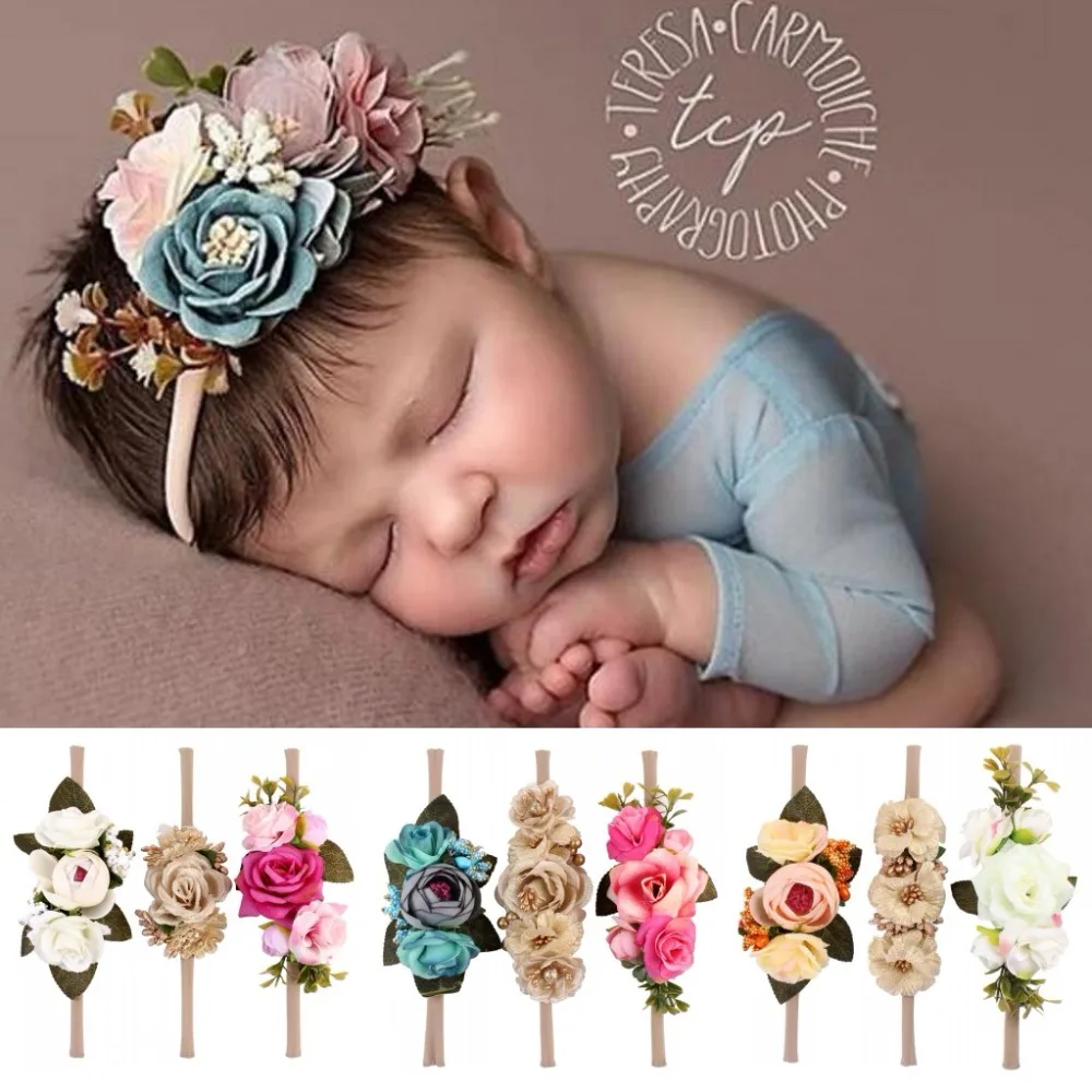 New 3PCS Baby Girl Elastic Flower Headband Garland Hair Band Wreath Photograph