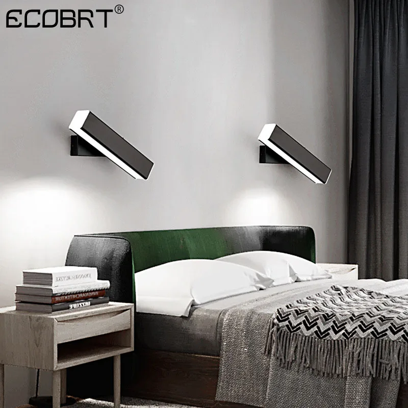 

Nordic Black & White LED Wall Lights with Rotated Beam Angle Decor modern Hotel Stair Lights in Bedroom Bedside