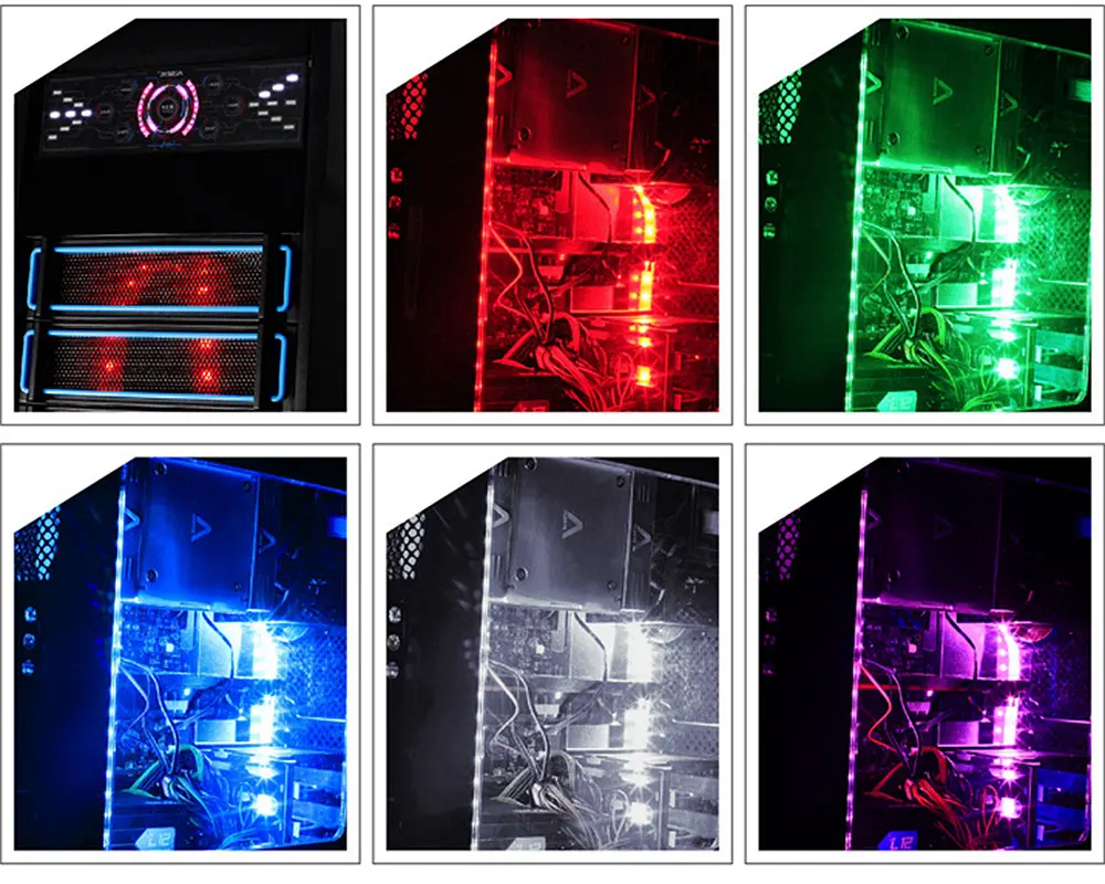 ALSEYE Контроллер вентилятор для компьютера с LED RGB вентилятор& RGB полосы набор, 1100рпм цвет переменная охлаждения Вентиляторы, двойной полосы для компьютера