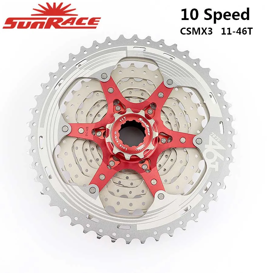 SunRace 10 Speed Cassette CSMS3 CSMX3 11-40T 42T 46T Bike Cassette fit Shimano SRAM Flywheel 11-40 11-42 11-46 10s Cassette - Цвет: MX3 11-46T Sliver