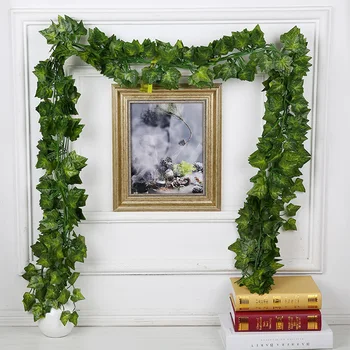 

2pc 180 cm Silk Artificial Plants Green Lvy Vine Wedding Decoration Rattan Fence Arch Decor with Green Leaves Hanging Wall A2450
