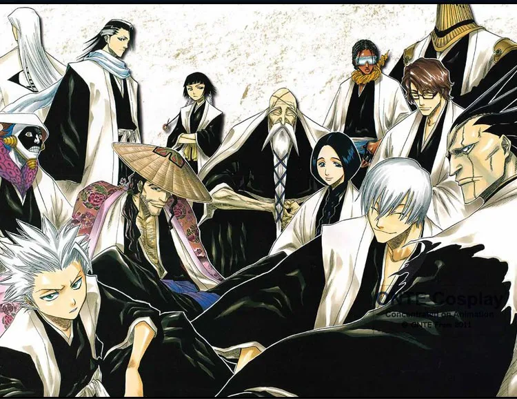 Cosplay&Ware [7]Anime Bleach Cosplay Costumes Capes 1st To 11th 12th 13th Division Captains Cloaks With Sleeve Coat Halloween -Cosplay&Ware anime Shop