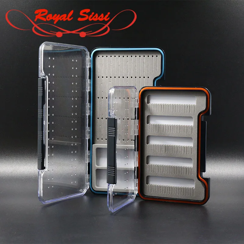 

New 2optional sizes portable transparent ABS plastic fly fishing box durable single side easy-grip foam flies storage container