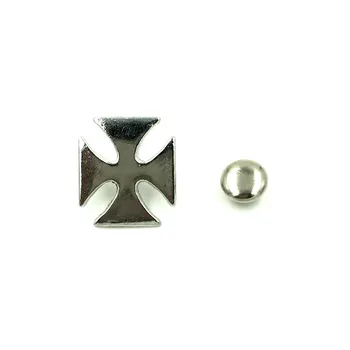 

20 Sets Silver Tone Windmill Cross Punk Garment Rivets Spike Studs Spots DIY Bag Shoes Making 14x15mm