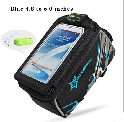 Сенсорный экран мобильный телефон спереди велосипед бидж горный велосипед сумки сумочка на раму велосипеда для 4,2-4,8, 4,8-6,0 дюймов телефон - Цвет: Blue B