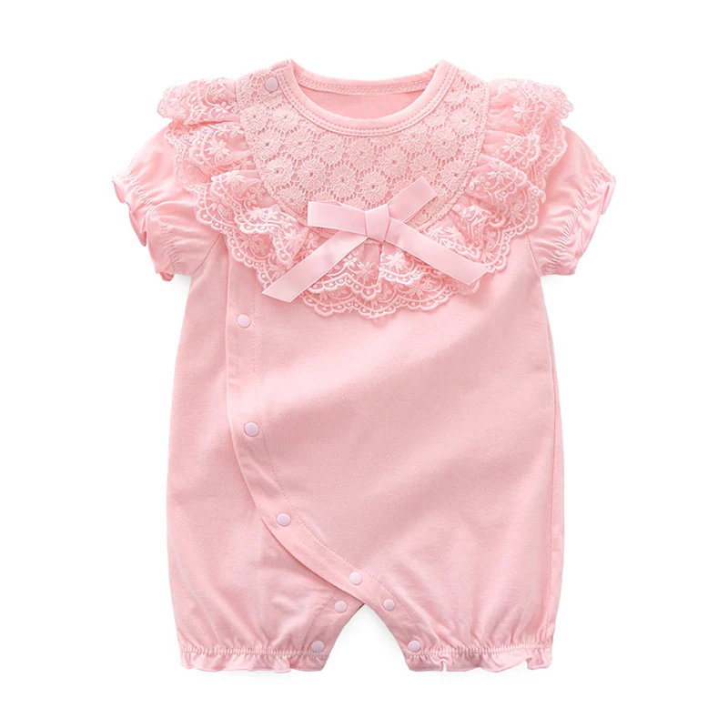 Melairo/Детские комбинезоны; милая Лоскутная Одежда для девочек с цветочным кружевом; Модный Детский комбинезон с бантом и круглым вырезом; летняя одежда для новорожденных