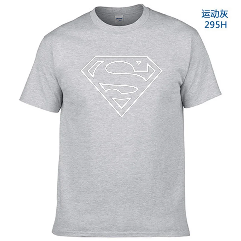 Логотип Супер герой Футболка Супермен флэш фильм Marvel мужские футболки игровой тематики супергерой футболка - Цвет: Light Grey-W