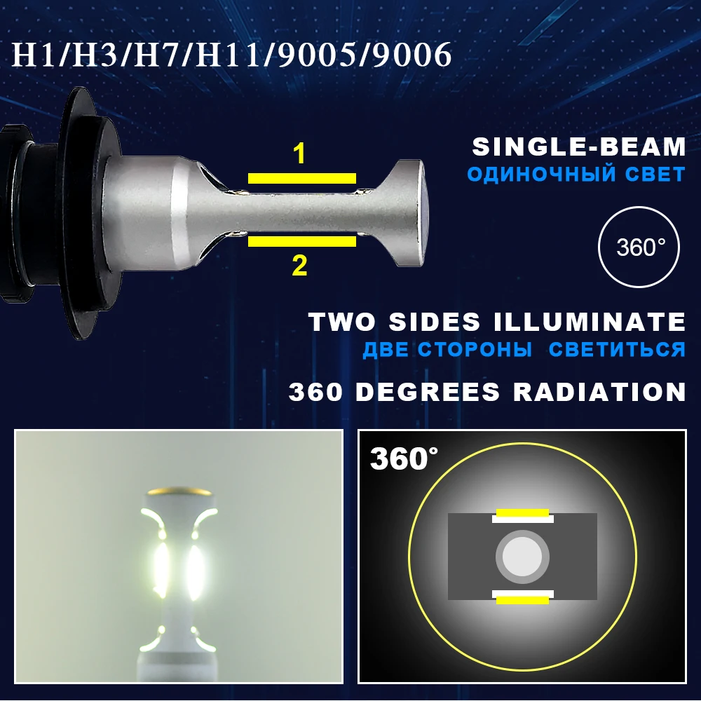 2 шт. H7 светодиодный автомобильный головной светильник H4 hi/lo луч 9005 9006 H3 H1 H11 Автомобильная противотуманная фара 50 Вт 8000 лм 6500 к белый светильник CSP чипы автомобильная лампа