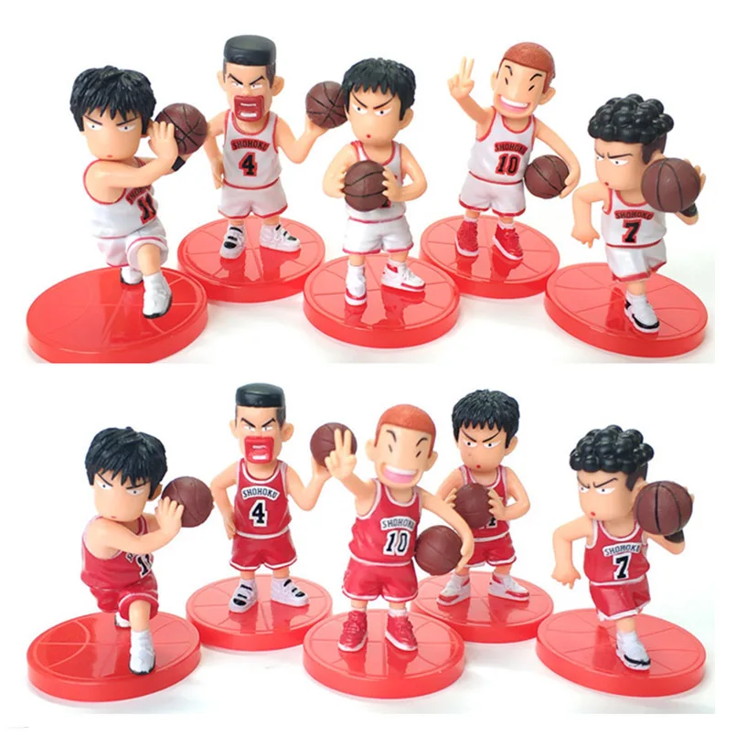 

5Pcs/set SLAM DUNK Shohoku Basketball Player Figures Toys Hanamichi Rukawa Kaede Sakuragi Anime collectible Model Toys for kids