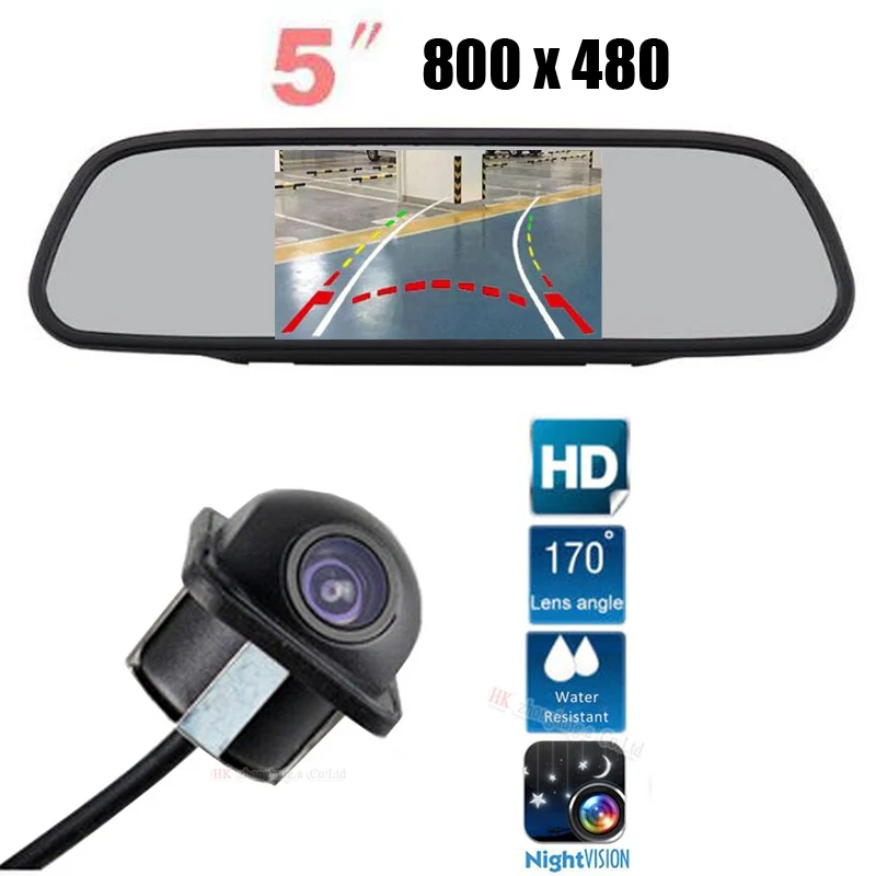 

Parking car 5 Inch LCD TFT Car Rear View Mirror Monitor 800 x 480 with Dynamic Track Rear View CCD Backup Reverse Camera Kit