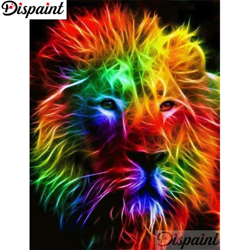 

Dispaint Full Square/Round Drill 5D DIY Diamond Painting "Colored lion" 3D Embroidery Cross Stitch Home Decor Gift A12978