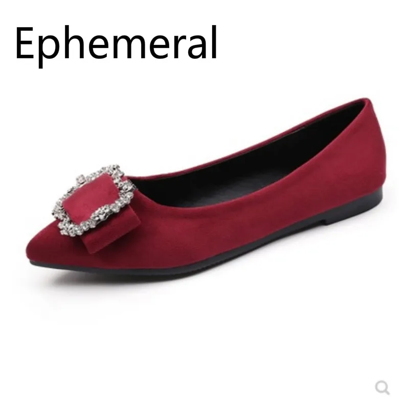 

Ladies Sweet Italian Shoes to match Bag Plus size 42 43 Pointy toe Flock Women Single Wedding Party Kvoll shoes with Crystal Red