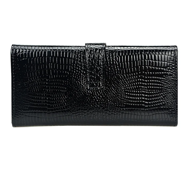 Beste Patroon Krokodil Portemonnee Vrouwen Lederen Portemonnee Trifold Lange Lakleer Vrouwen Portemonnee Rits Vrouwelijke Munt Zak Portemonnee
