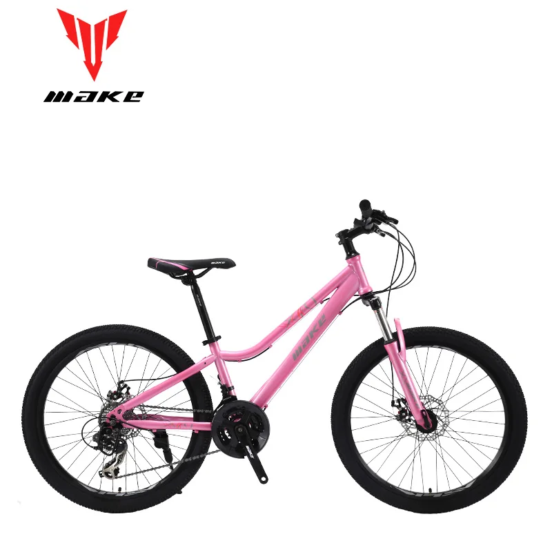 Сделать стальную раму, леди велосипед 24 Колеса, 24 скорости SHIMANO - Color: pink