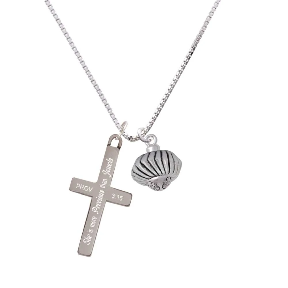 Large Angled Rope Spinner - She is More Precious - Cross Necklace