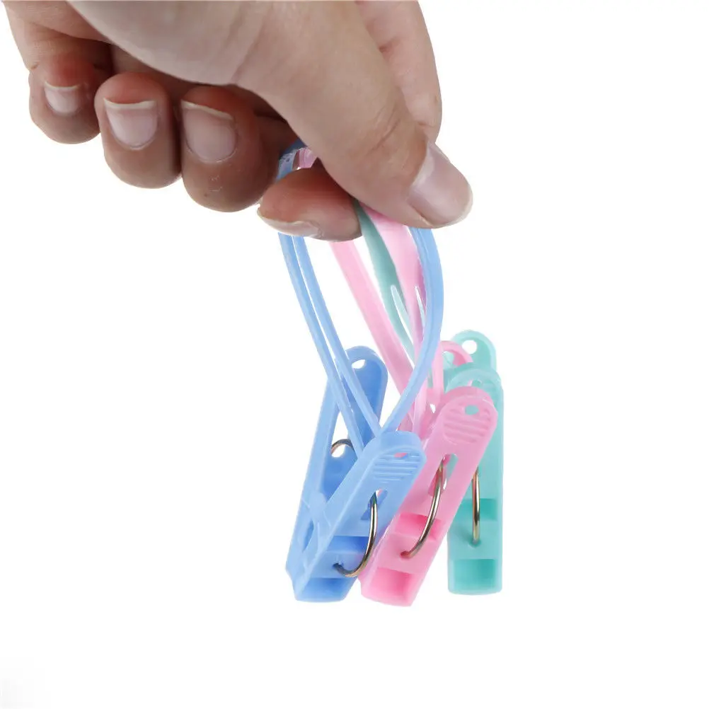 12PCS/lot Plastic Clothes Pegs Portable Home Travel Hangers Rack Towel
