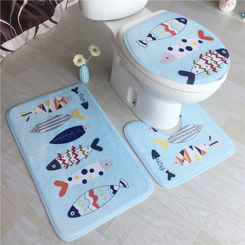 Günstige 3 teil satz Hause Nicht slip Matte Fleece Boden Memory Foam Teppich Bad Matten Set Bad Wc Sitz Abdeckung Sockel teppich Wc Matte