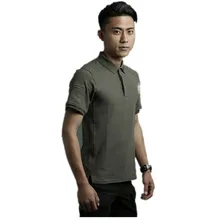 Летняя уличная Мужская городская тактика военный комодик хлопок быстро сухой лацкан короткий рукав рубашки пуловер мужские футболки топы