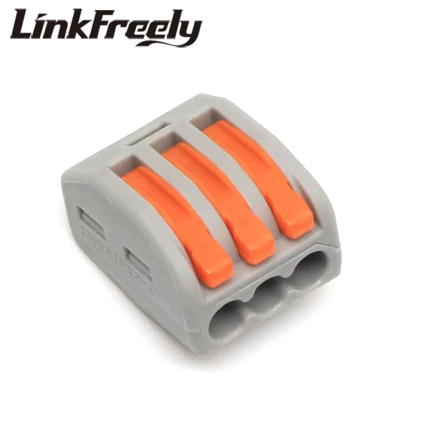 

PCT-213 100pcs Quick Wire Connector Teminator Lug 32A 400V 0.08-2.5/4mm^2 Spring Faston Terminal Block Connector Set Electric