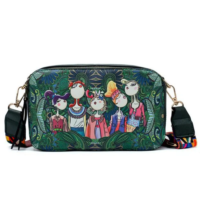 

Fashion Versatile Shoulder Bag Retro Wide Shoulder Strap Small Square Bag PU Leather Camera Bag Messenger Handbag