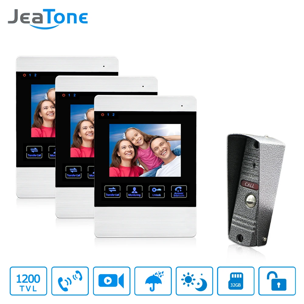 

JeaTone Video Door Phone Wireless Intercom Doorbell Camera HD Connect CCTV Electronic Lock Monitor Unlocking Monitoring Talking