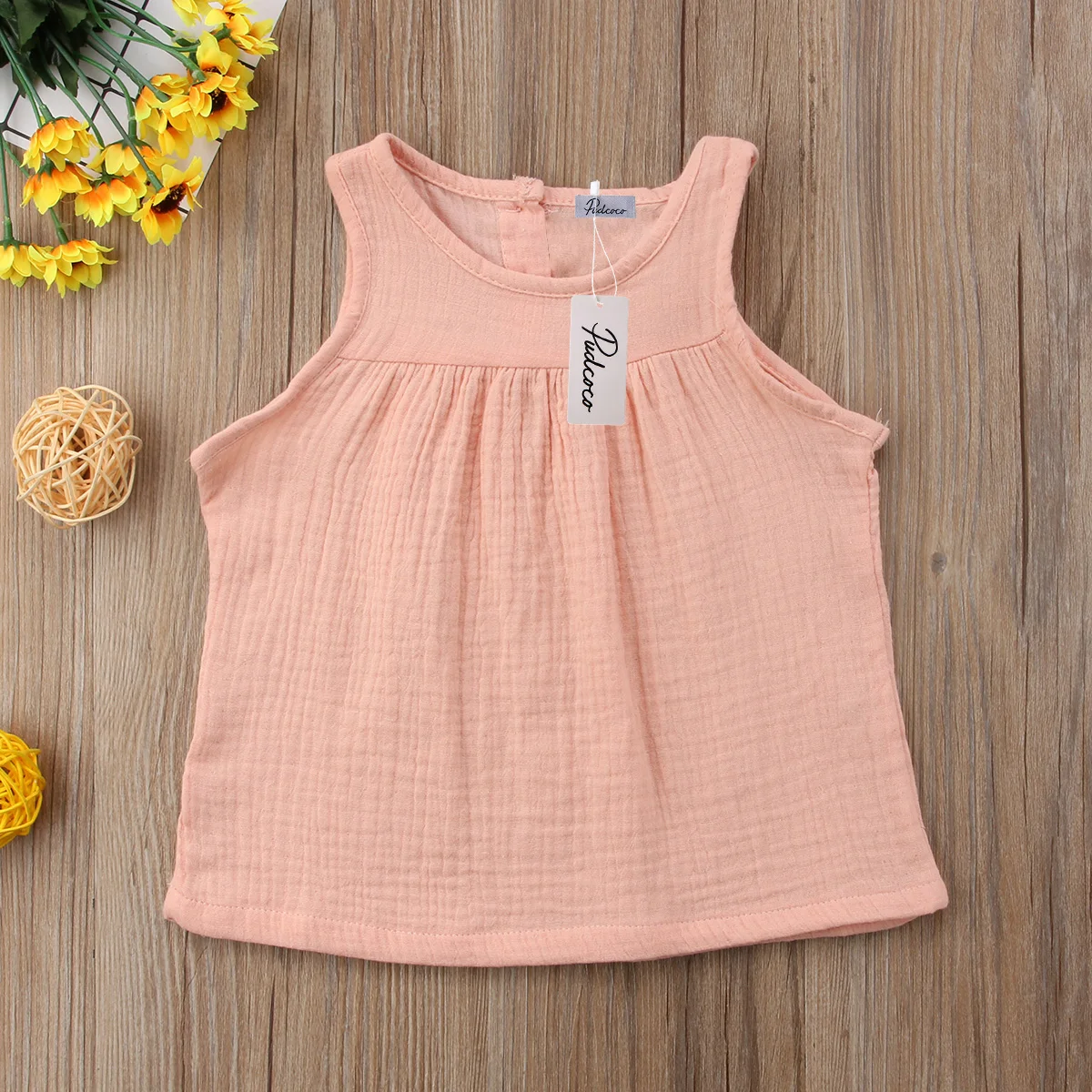 

Brief Casual Summer Sleeveless Toddler Baby Girls Pure Color Dress Party Clothes Cotton Sundress Cute