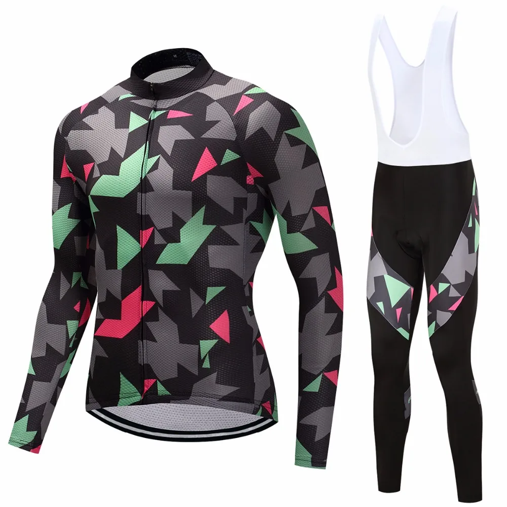 

2018 Mens Cycling Jersey Set Long Sleeve for Autumn/ Spring Cycling Clothing Cycling Pants Kit Manga Maillot Ciclismo 9D Gel Pad