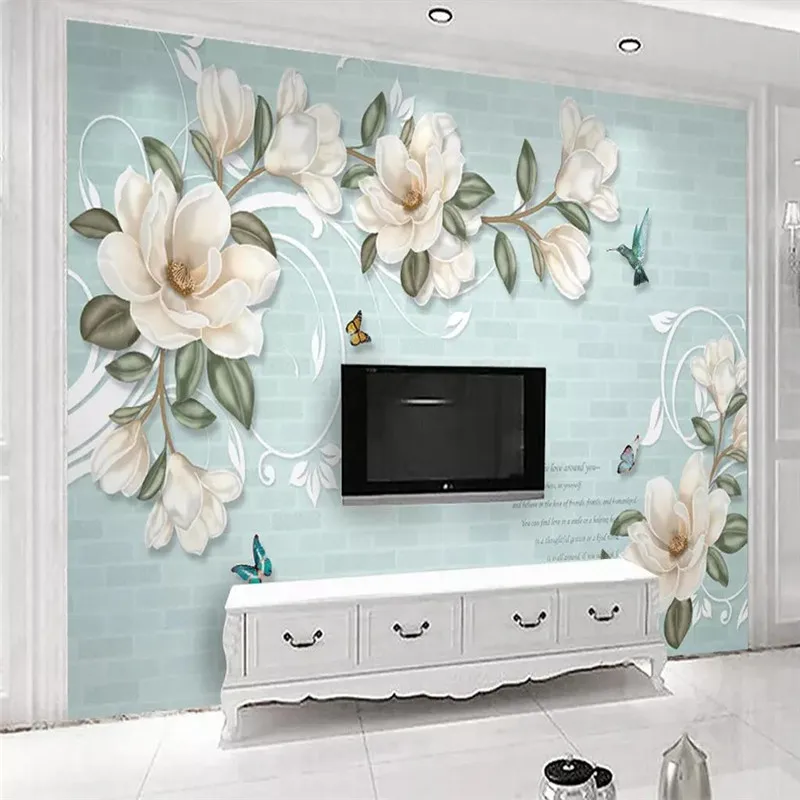 Custom Mural Wallpaper Hand-painted Magnolia European Background Wall