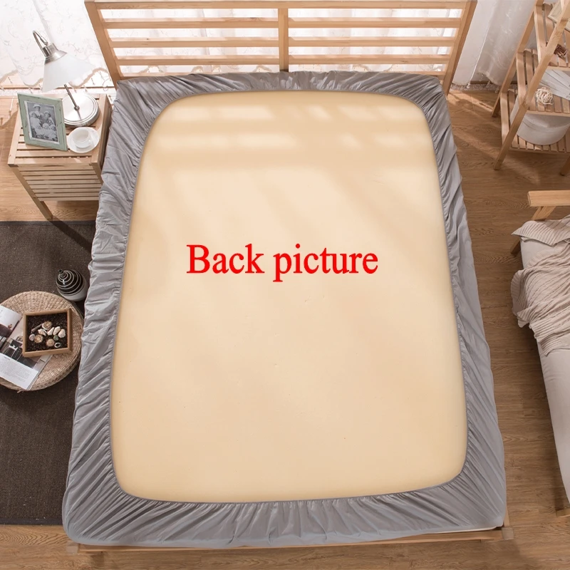 Solid Bed Sheet Fitted Sheet With Elastic Band Plain Bedding King Queen Size Bed Mattress Cover Bedsheet RussiaSize 160x200cm 4