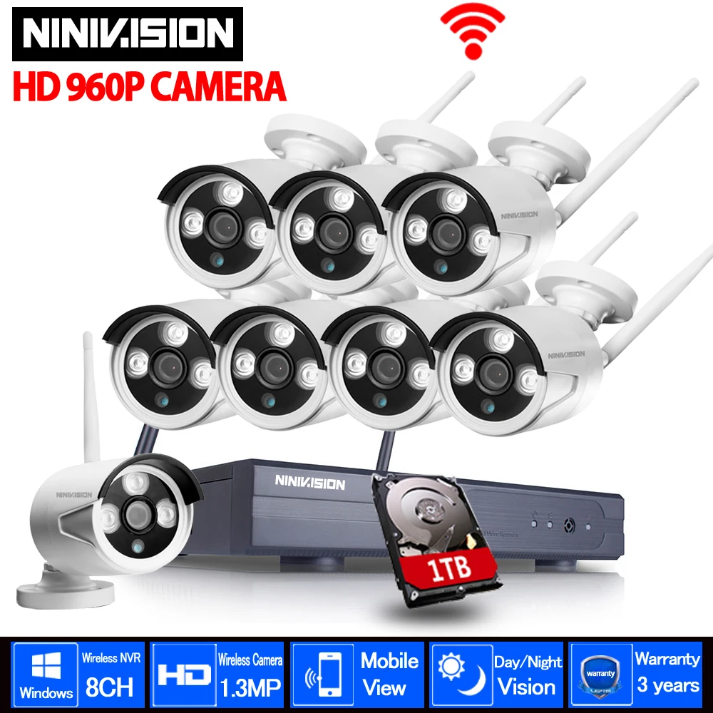  Sistema CCTV 960 P 8CH HD kit inalámbrico de visión nocturna cámara IP wifi CCTV kit de cámara de s