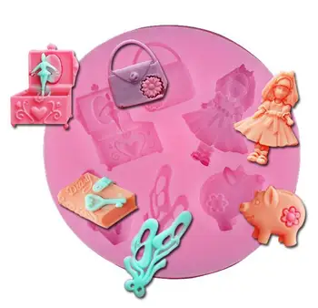 

Fondant Cake Decorating Tools Free Post New Pig Bag Girl Music Box Handmade Mold Chocolate Fondant Pudding Baking Diy Tool