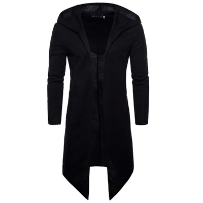 

Spring Winter New Style Men's Long Sleeves Coat Black Color With Hat Jacket