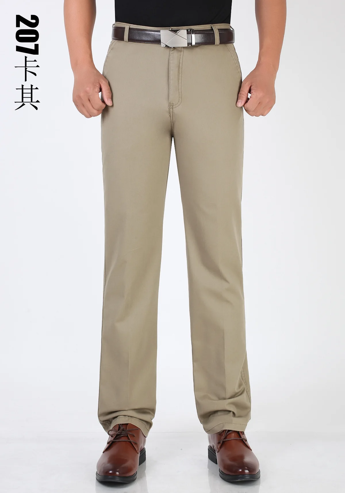 Летние тонкие брюки, удобные прямые свободные мужские деловые повседневные брюки, Классические хлопковые брюки с высокой талией, мужские брюки - Цвет: 207 cloth