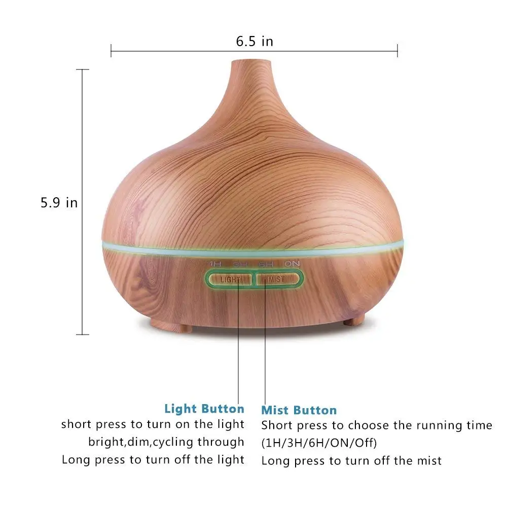 spesifikasi 550 Ml Ultrasonic Air Humidifier Diffuser Minyak Esensial Aromaterapi Aroma Listrik Diffuser dengan Remote Control untuk Rumah