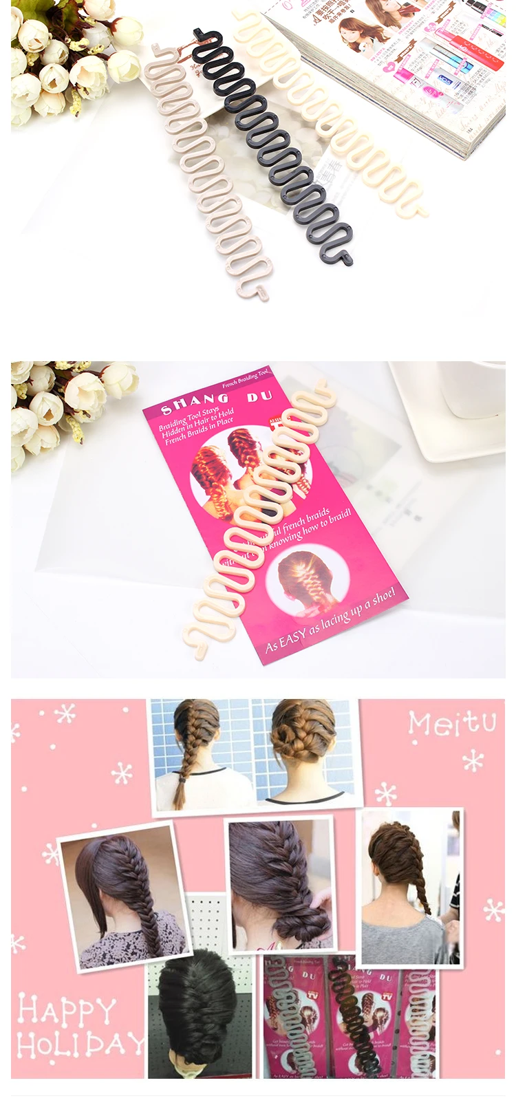 Women Lady French Hair Braiding Tool Braider Roller Hook With Magic Hair Twist Styling Bun Maker Hair Band Accessories (16)