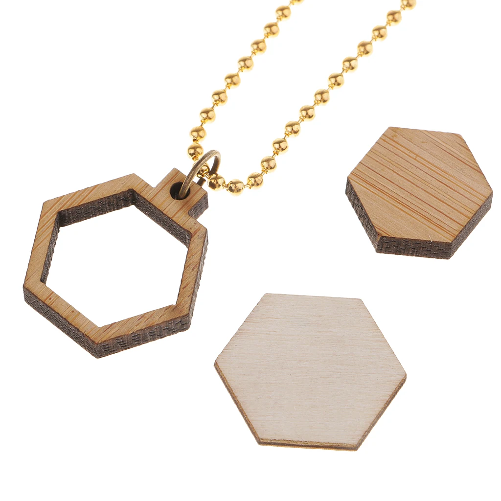 Mini Hexagon Shape Embroidery Hoops DIY Wooden Cross Stitch Hoop Frame with Beaded Chain and Connectors for Art Craft Sewing