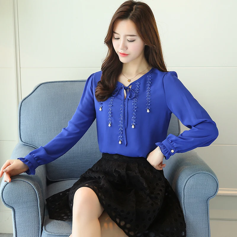 2018 الخريف أزياء المرأة بلوزة شيفون قميص البتلة كم Blusas قمصان فام عارضة قمم ضئيلة السيدات زائد حجم البلوزات 80B 2018 الخريف أزياء المرأة بلوزة شيفون قميص البتلة كم Blusas قمصان فام عارضة قمم ضئيلة السيدات زائد حجم البلوزات 80B