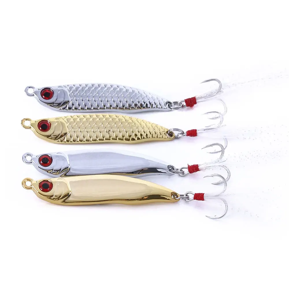 HENGJIA 1px Fishing Biats Metal Spoon Lure 10/15/20g Baits Silver/Gold 8#/6# Hook Tackle | Спорт и развлечения