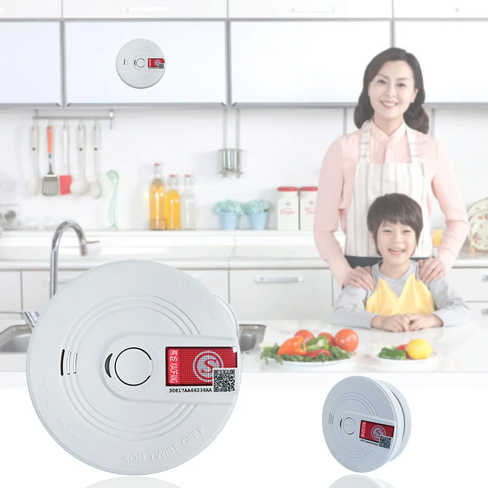 

Home Security Alarm Carbon Monoxide Detector High Sensitive Test Easy Install Sensor Independent Self Checking Wireless Round
