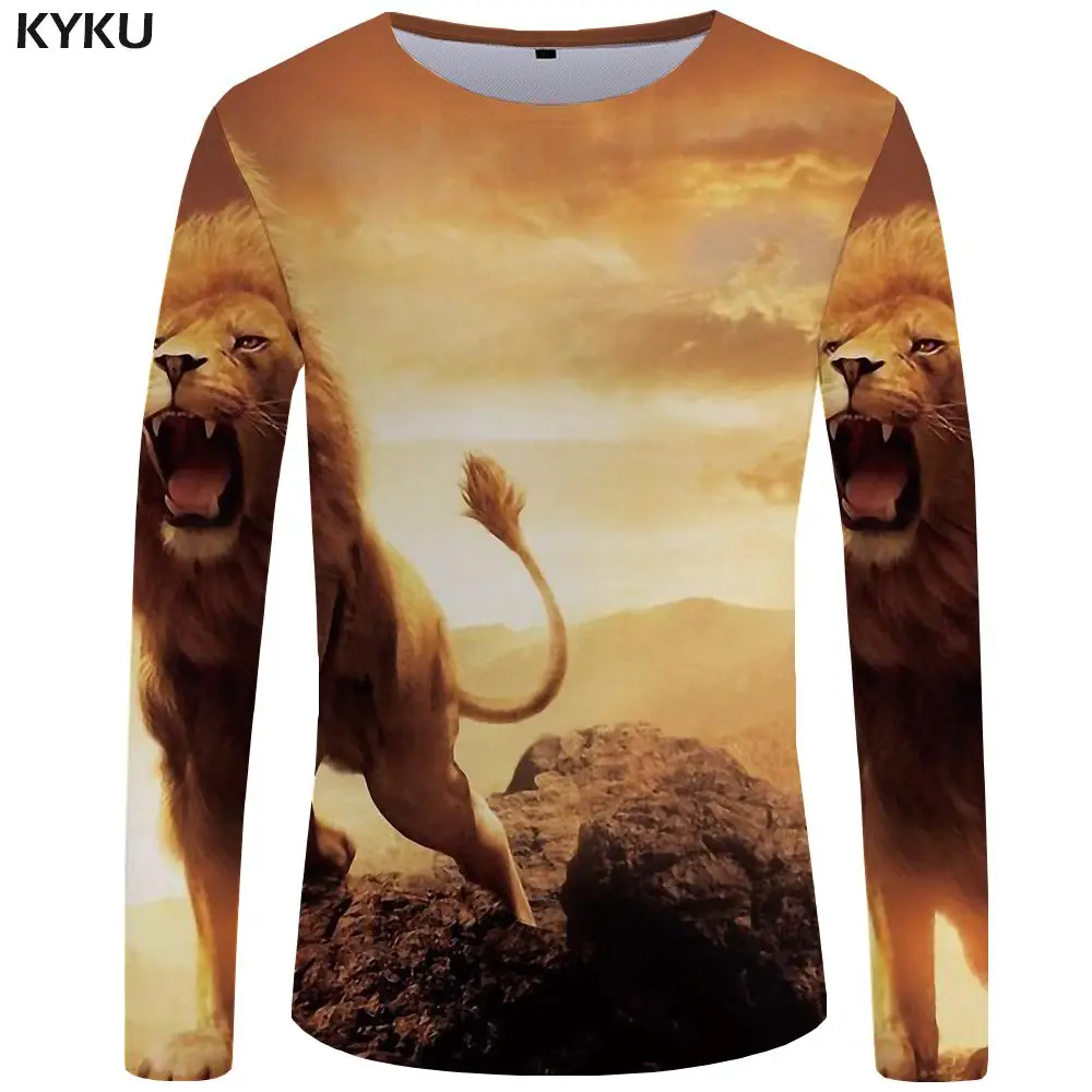 KYKU Tiger Футболка мужская футболка с длинным рукавом пламя Япония животное крутой принт панк забавная футболка s Рок мужская одежда короткий рукав - Цвет: 3d t shirt 18